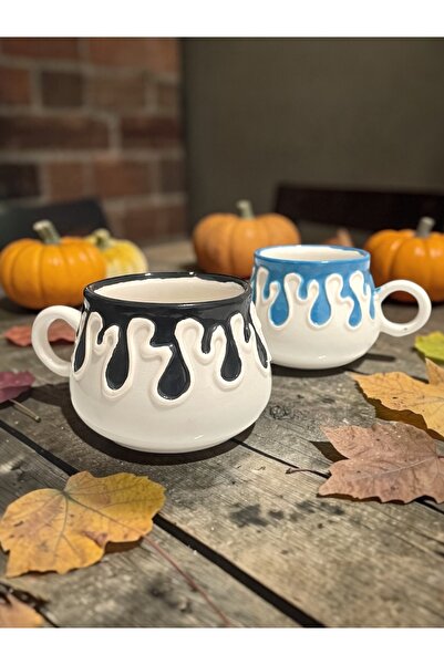 Artistic Quality Decorative Black and Blue Drop, Embossed Detailed Tea-Coffee...