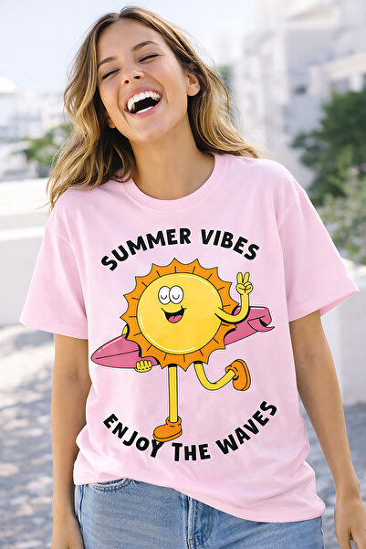 ArtYus Summer Vibes Sun Print Unisex Oversize T-Shirt – Summer-Themed Cotton ...