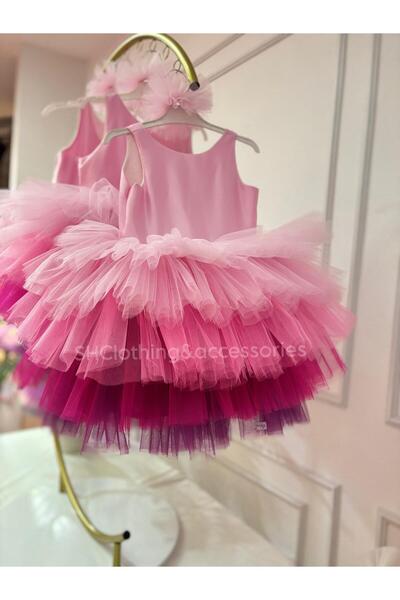SHClothing accessories Kız Çocuk Pembe Renkli Tasarım Arkası İpli Doğum Günü ...