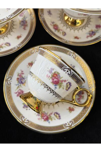 LOKMAN ZÜCCACİYE SHOWROOM Kosova 6-Person Embossed Golded Decorated Coffee Cu...