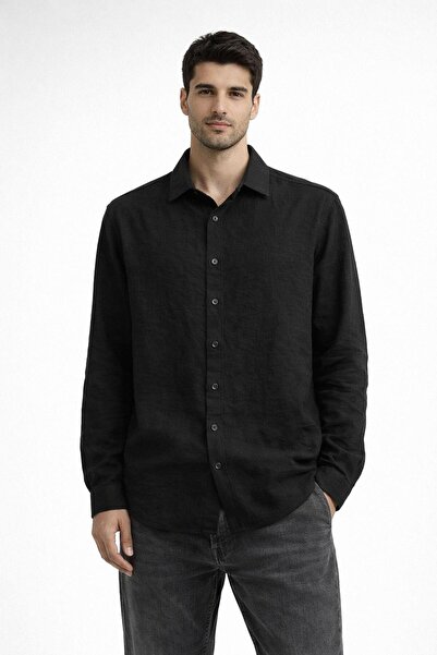 CLASSİCS MEN Ανδρικό βαμβακερό κανονικό φαρδύ μακρυμάνικο πουκάμισο Huffa 7586