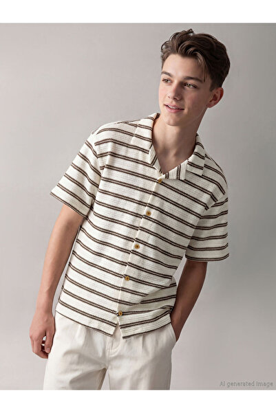 LC Waikiki Rmz Gi̇yi̇m Farkiyla Striped Boys' Shirt