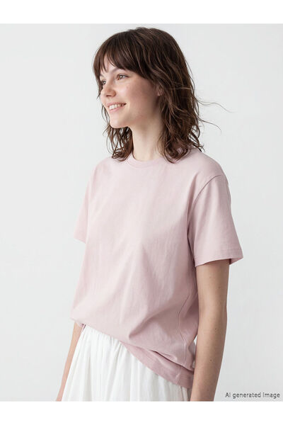 LC Waikiki NEVAVM Farkıyla XSIDE Ροζ οβάλ γυναικείο μπλουζάκι με λαιμόκοψη - ...