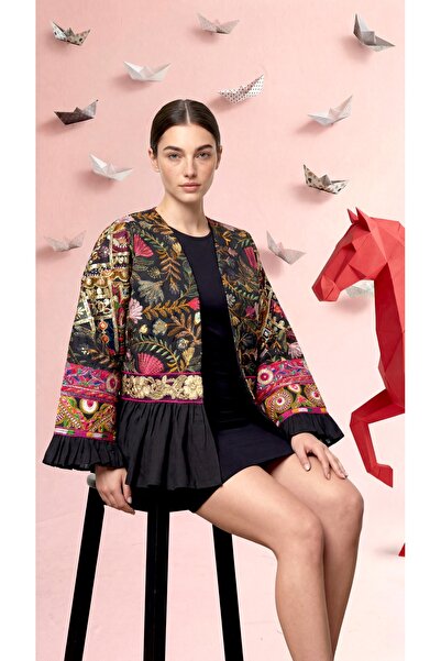 FAAYRA fashionhouse ceket siyah işlemeli ceket