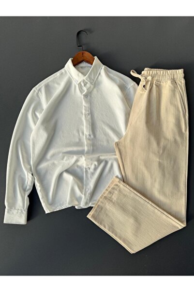 Beylerce Πουκάμισο Sofia από λινό + Παντελόνι από ακατέργαστο λινό, Σετ 2 τεμ...