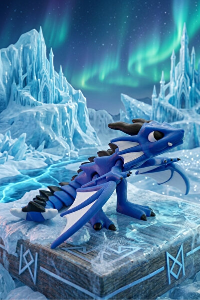 joybaskı Mistik Mavi Articulatable Dragon - Hareketli Kanatlı Eklemli Ejderha...