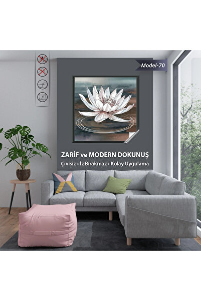 Tutunabilir Kağıt Statik Tutunma Özellikli Çiçek Tablo – Modern Dekoratif Pos...