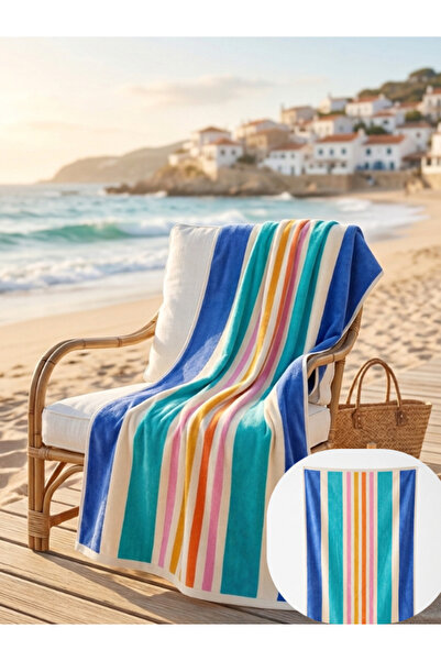 Truva Home 100% Cotton Beach Towel - 70x145 cm, Ultra Absorbent and Soft Text...