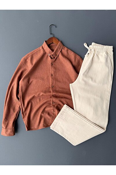 Beylerce Πουκάμισο Sofia από λινό + Παντελόνι από ακατέργαστο λινό, Σετ 2 τεμ...