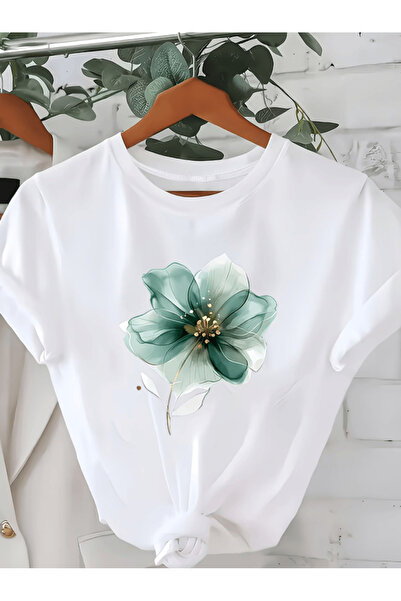 one button Blue color daisy printed premium oversize t-shirt
