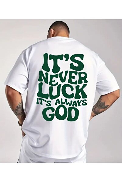 Joetsu God Luck Printed Oversize Women'S/Men's Unisex White Tshirt