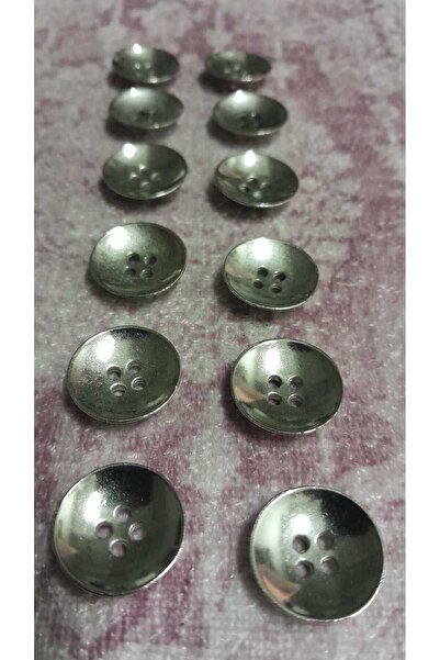 ILCARE Black Silver Plated Metal Button 25 Size 17 mm 12 Pieces