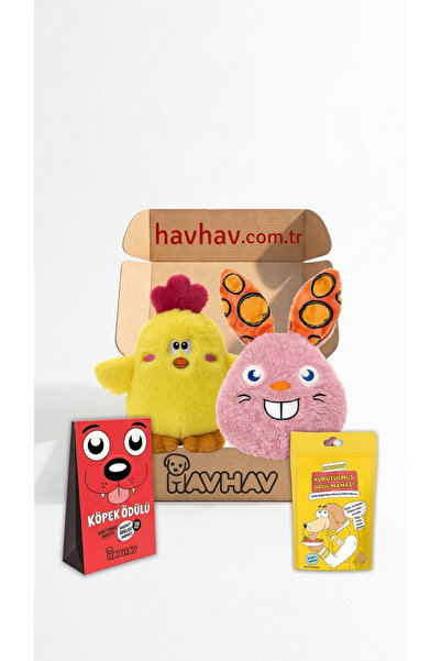 Havhav Paskalya Temalı Köpek Kutusu Hışırtılı Tavşan, Peluş Civciv ve 2 Ödül ...