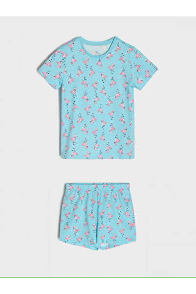 OEM Σετ πιτζάμας δύο τεμαχίων με κοντά μανίκια από βαμβάκι Φλαμίνγκο