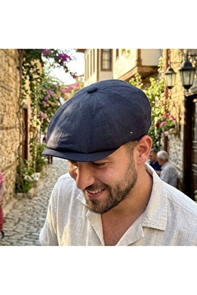 Melik şapka YAZLIK KETEN STANDART İNGİLİZ KASKET ERKEK ŞAPKA