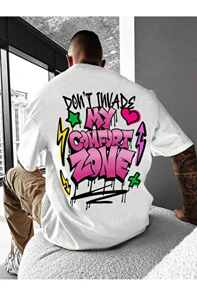 Joetsu Men's Printed Oversize Women'S/Men's Unisex White Tshirt