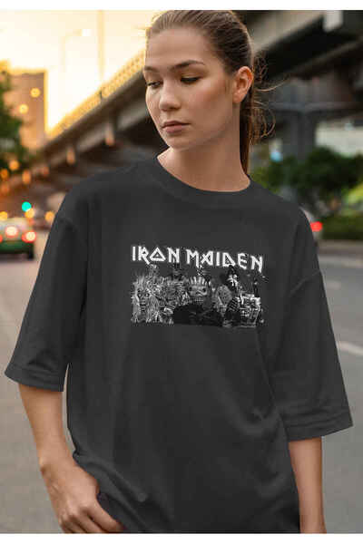 buzagi tasarım ürünleri Iron Maiden Digital Print Oversize Unisex T-Shirt