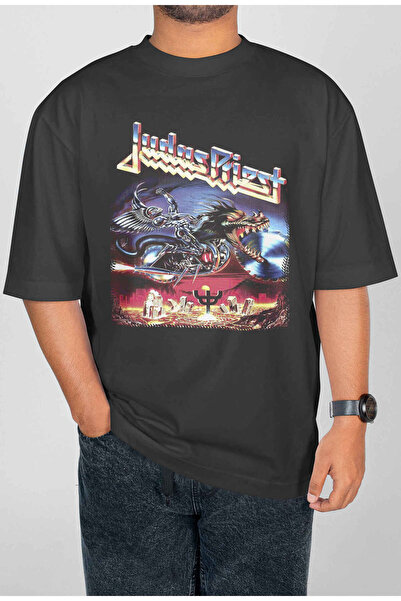 buzagi tasarım ürünleri Judas Priest Digital Print Oversize Unisex T-Shirt