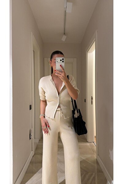 LADY SHOPPING Azeli̇a Double Zipper Knitwear Set