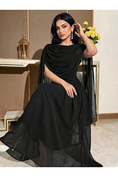 DVNA Dvna Black Chiffon Maxi Dress