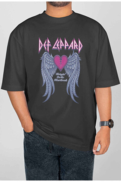 buzagi tasarım ürünleri Def Leppard Digital Print Oversize Unisex T-Shirt