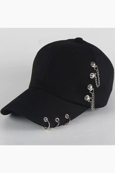 Giraffe Piercingli Metal Retro Pamuklu Siyah Beyzbol Cap Şapka Erkek/Kadın (A...