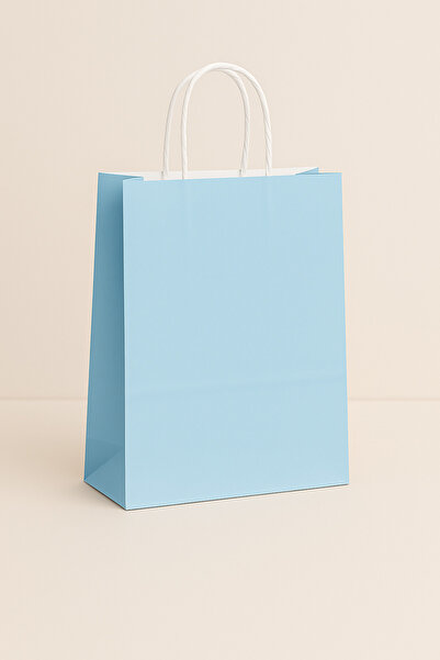 Atölye Kraft Bebe Mavisi Renk Kraft Çanta 25x12x31 cm 5 Adet