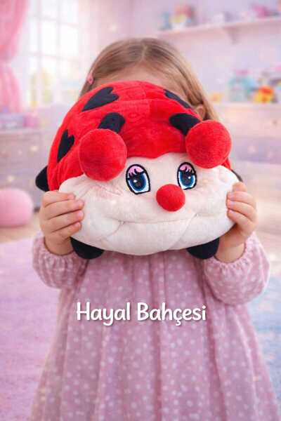 HAYALBAHÇESİ وسادة قطيفة على شكل دعسوقة 35 سم