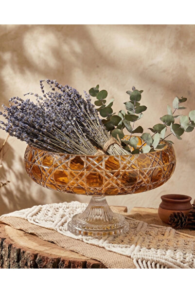 AKDEN STORE Crystal Decor 28cm Glass Tableware Bowl Amber