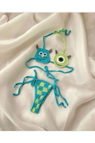 Handmade Efece Baby Wear Sevimli Canavarlar el örgüsü kadın bikini