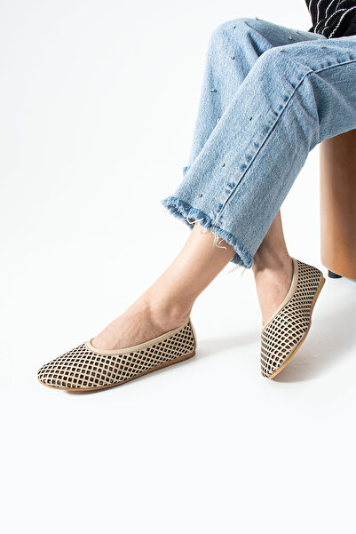 dericia shoes Edge Hakiki Deri Günlük Rahat Kadın Babet Ayakkabı