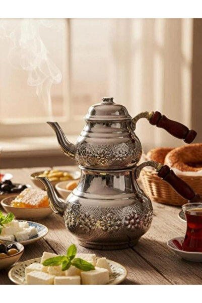 ZÜMHA Desenli Bakır Çaydanlık Paslanmaz Çelik Şık Çaydanlık