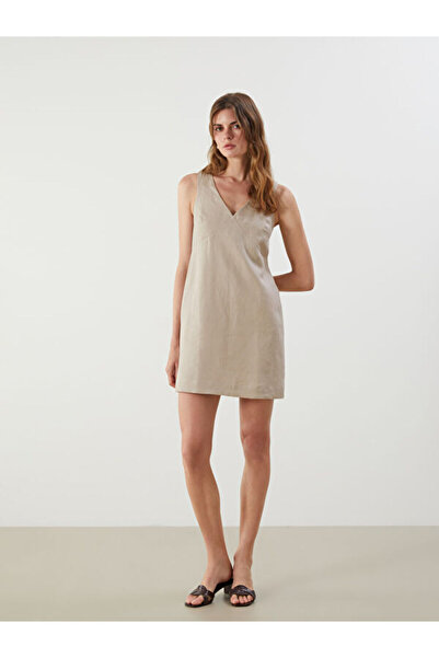 LC Waikiki V Planting 100% Linen Mini Dress for Style Seekers from Uzg Store