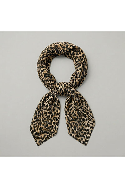 TAŞDELEN AVM Φουλάρι με πλισέ σχέδιο και λεοπάρ μοτίβο