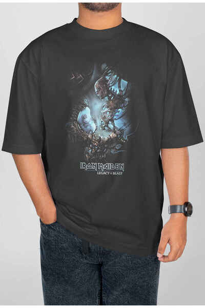 buzagi tasarım ürünleri Iron Maiden Digital Print Oversize Unisex T-Shirt