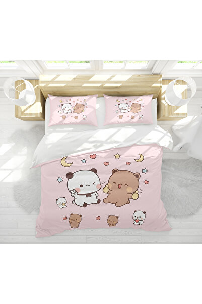 Erays Home Bubu Dudu Desenli 3D Dijital Baskılı Çift Kişilik Çarşafsız Kız Ço...