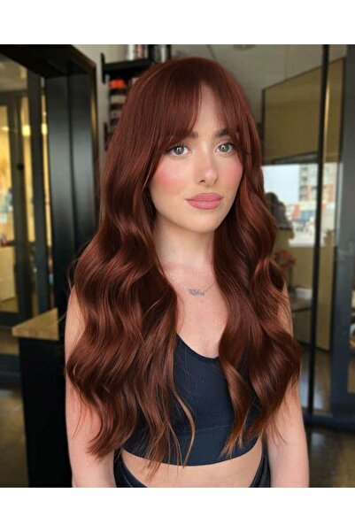 OEM Περούκα με αφέλειες, μακριά, κυματιστή, ανοιχτό καστανό χρώμα, 56 εκ.