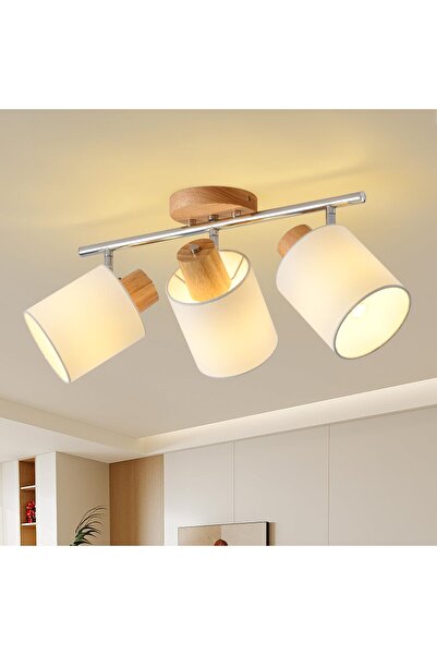 OEM Plafonieră LED cu 3 becuri, din lemn, 350 °   Pivotant, E14, max. 25W, be...