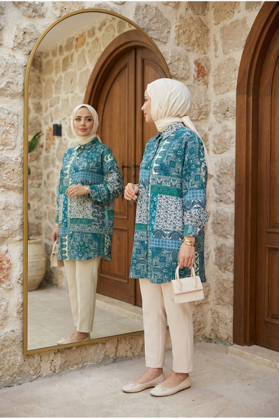 Kirazca Butik Women's Comfortable Patterned Hijab Tunic