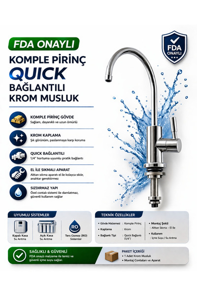 LM Krom lüks su arıtma musluğu tüm arıtma cihazları ile uyumlu lm-54