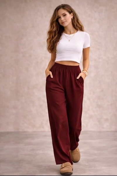 bb butik basic Γυναικείο παντελόνι από ύφασμα Draped Ayrobin - Βασικό παντελό...