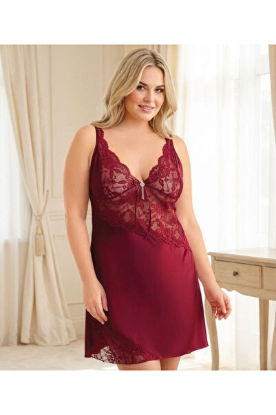 Viselya Σατέν νυχτικό με δαντέλα με λεπτομέρειες