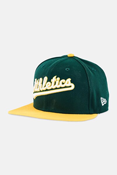 NEW ERA قبعة رجالية من MLB لفريق أوكلاند أثليتكس، لون أخضر