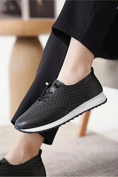 Generic Brand Orthopedic-Sole Everyday Soft Comfortable Women's Leather Lace-Up Laser Ballet Flats