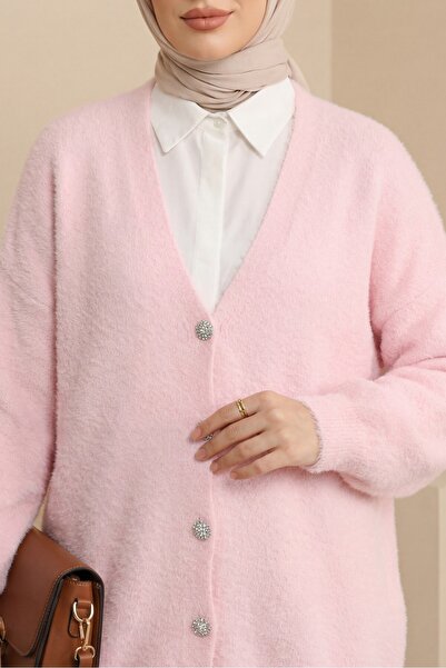 HİJABAYA Ζακέτα πλεκτή με κουμπιά μπροστά και γείσο, σε χαλαρή γραμμή