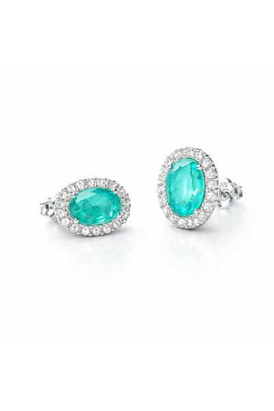 KLAZOJEWELRY 925 Ayar Gümüş Rodyum Kaplama Akuamarin Şık Minimal Tasarım Küpe