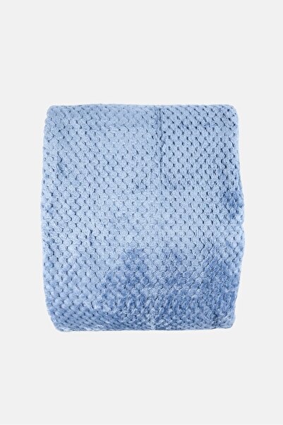 COTTON HOME Single Plushy Plaid Blanket, Slate Blue