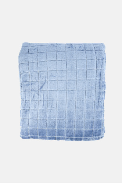COTTON HOME Double Plushy Square Blanket, Light Blue