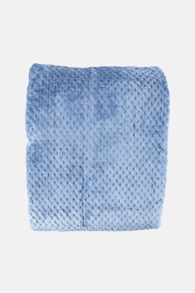 COTTON HOME Double Plushy Plaid Blanket, Slate Blue