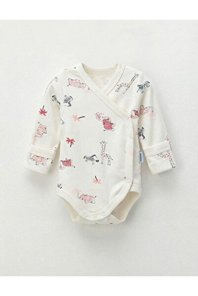 MiniKids Κορμάκι ML, Ζώα της Σαβάνας, λευκό-ροζ